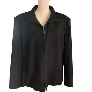 Talbots Black Blazer Jacket Zip Front Wool Stretch Women Plus size 18W